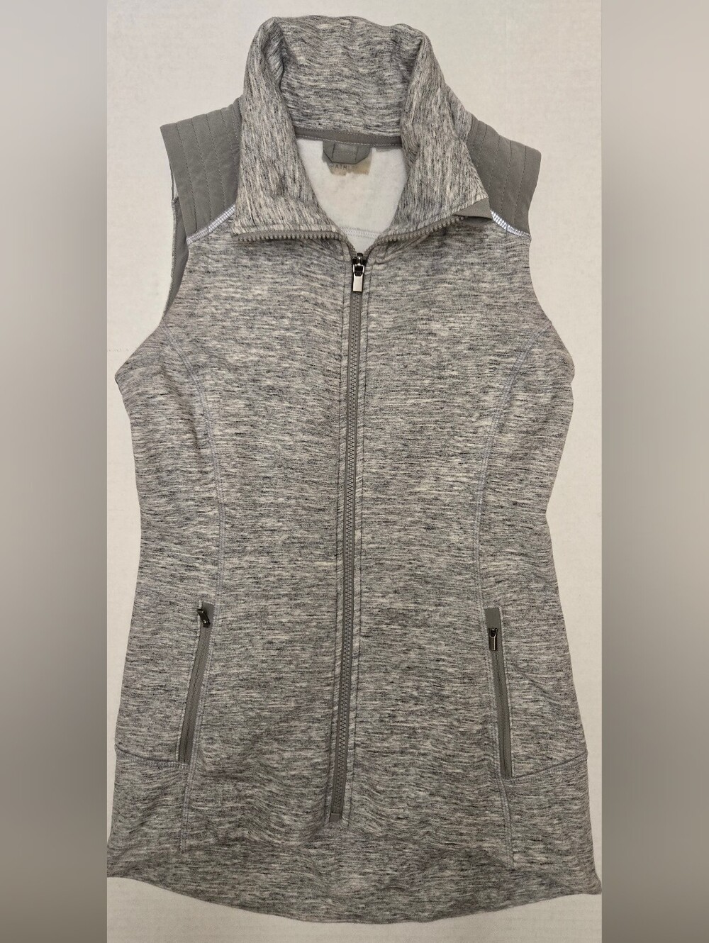 Athleta Stronger Spacedye Full-Zip Workout Vest Heather Gray Size S